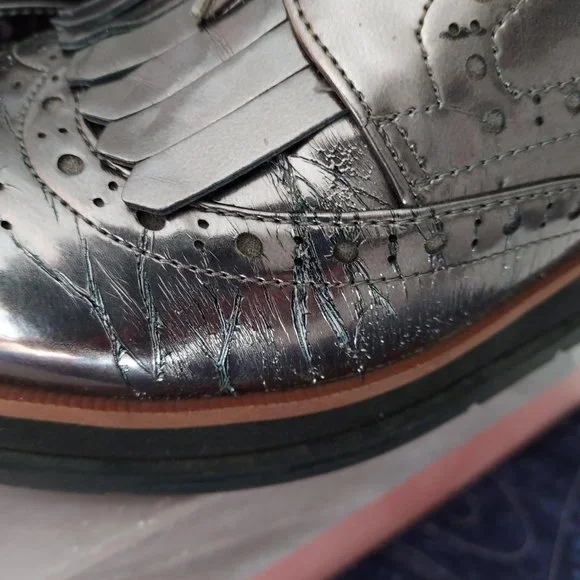 Gently worn Franco Sarto Gunmetal Autumn oxfords, 7.5 - Picture 6 of 10